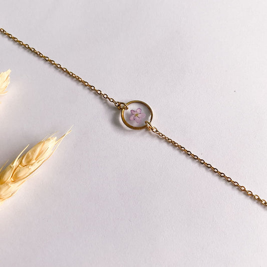 Brățară aurie cu floare mov