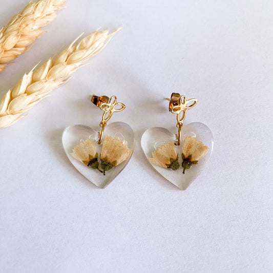 Cercei cu flori albastre albe