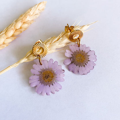 Cercei cu flori mov