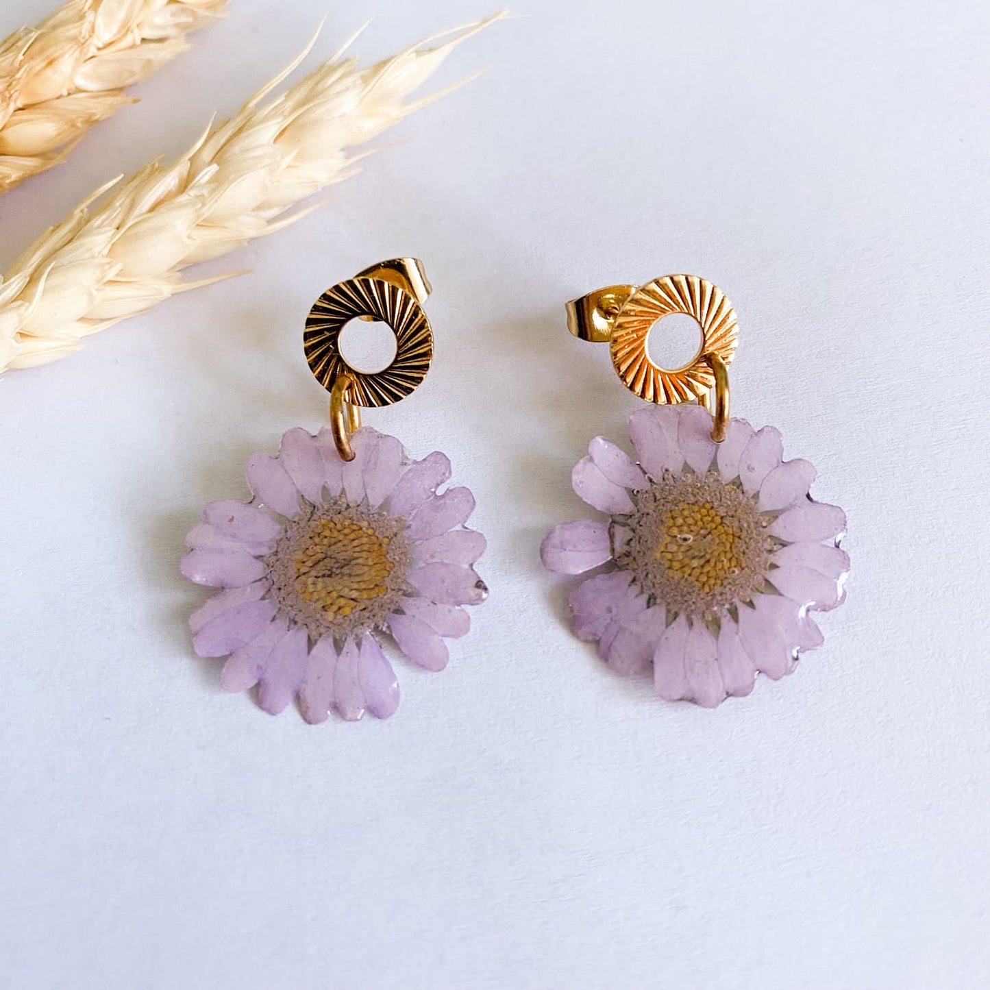 Cercei cu flori mov