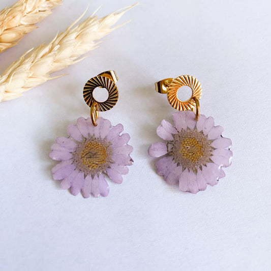 Cercei cu flori mov