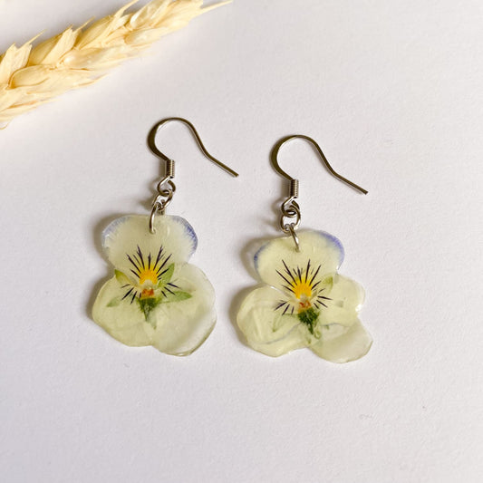 Cercei cu panseluțe albastru cu galben