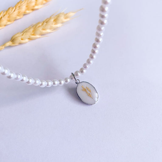 Colier cu perle de sticlă și spic