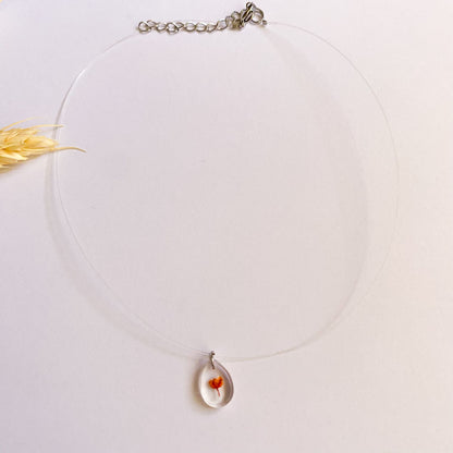 Lănțișor pe fir transparent cu floare portocalie 2